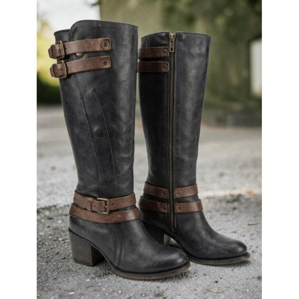 Freebird by Steven Clive Black Distressed Leather Riding Boots - Size 8